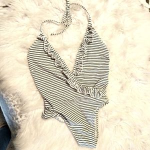NWOT Solid n Striped One Piece Swimsuit